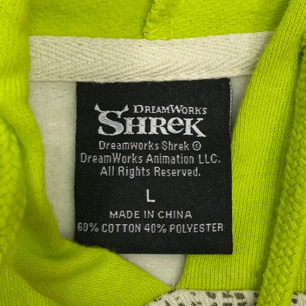 Vintage DreamWorks Shrek Men's Large Hoodie Ogre Ears Rare Character Merch Y2K - Picture 3 of 6